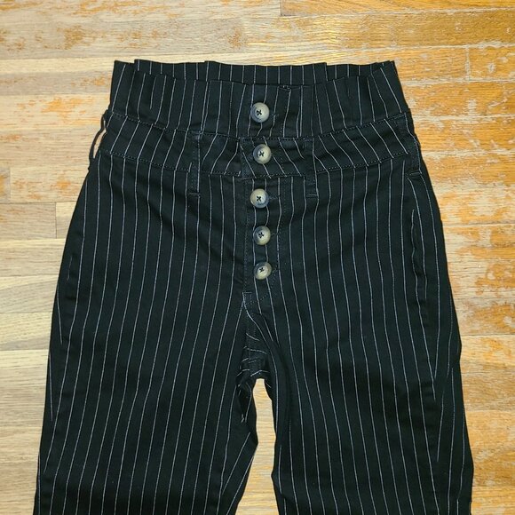 FREE PEOPLE Montella Pinstripe Crop Skinny Pants, Size 2 - Picture 5 of 8